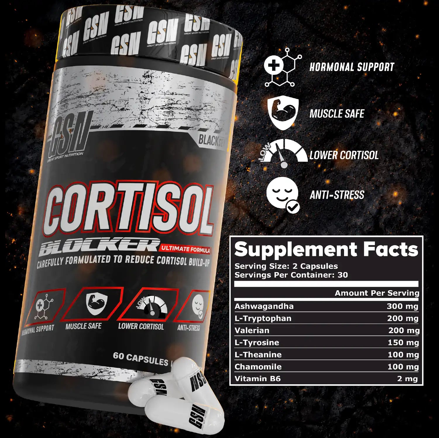 Great Sport Nutrition Cortisol Blocker Complément Alimentaire 60 Gélules