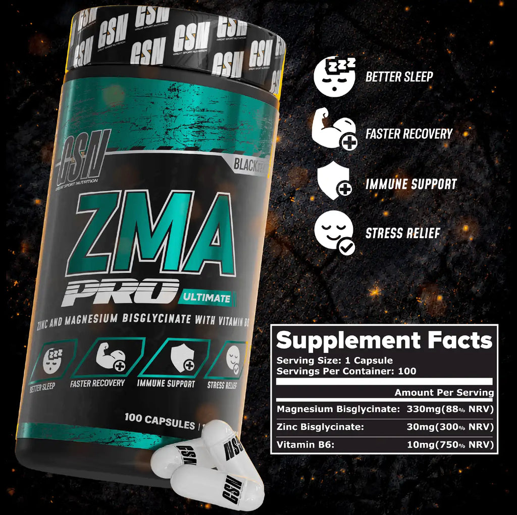 Great Sport Nutrition ZMA Pro Complément Alimentaire Zinc Magnésium Bisglycinate