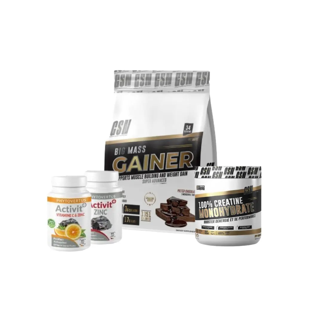 Big Mass Gainer Gsn 6 Kg + Monohydrate Creatine Gsn 200 G + Zinc + Vitamine C