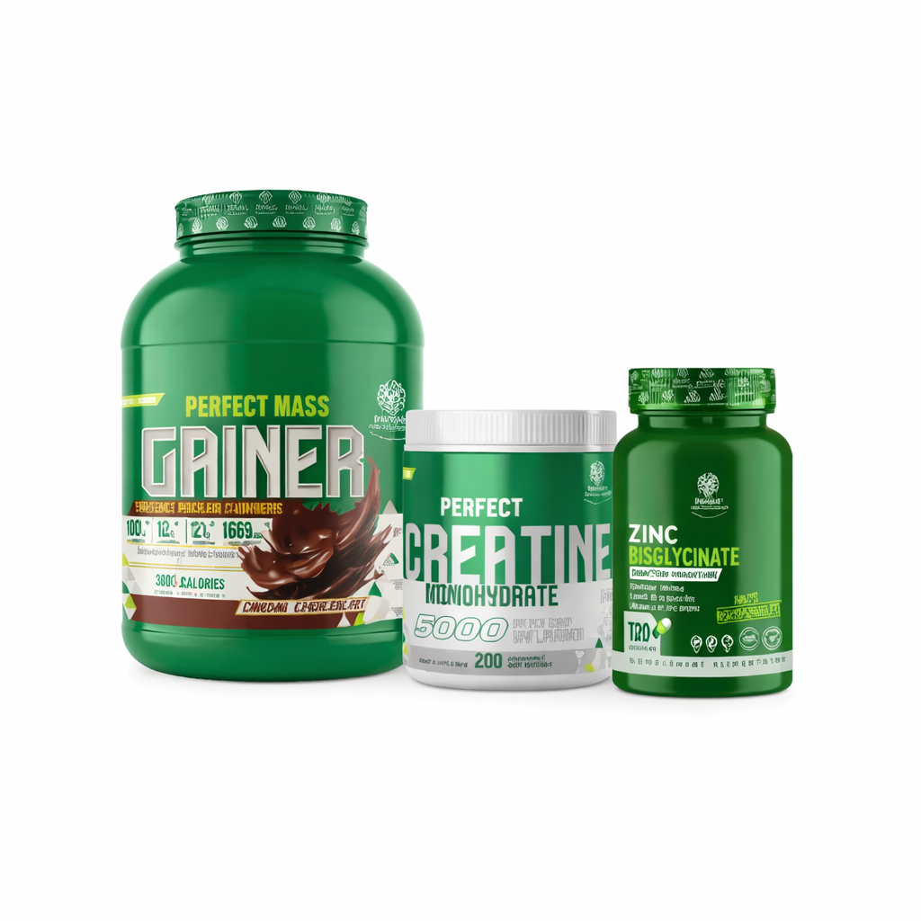 Pack Mass Gainer 3Kg + Creatine 200g + Zinc 120 Capsules – Masse & Immunité