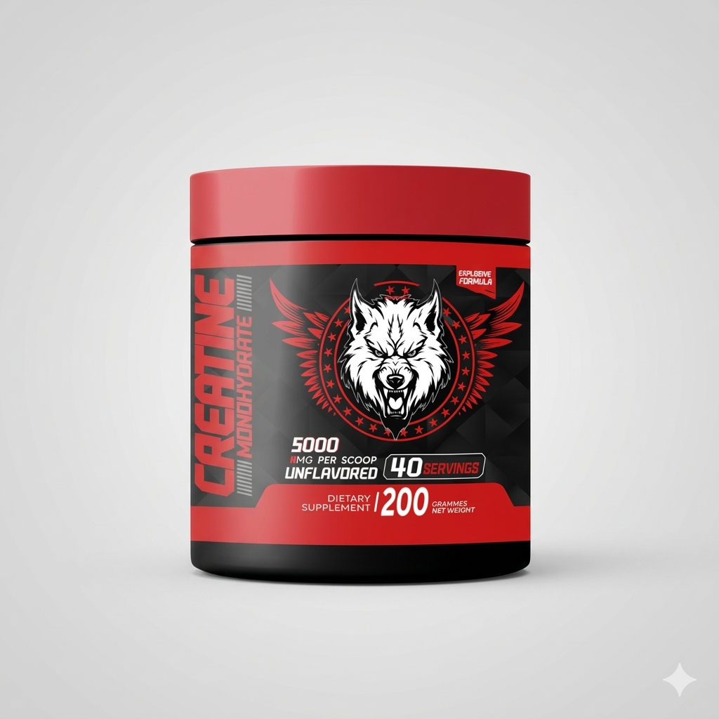 American Wolf Pure Créatine Monohydrate (200g) – Force & Volume Musculaire – Prix Tunisie