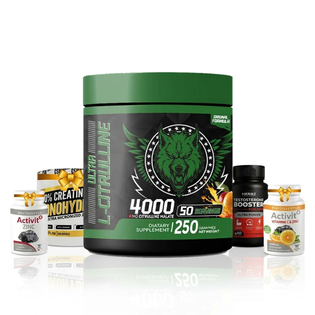 AW Citruline 200g+vitamineC30cap+zinc30cap+creatine 200 g gsn +testo booster 40 cap