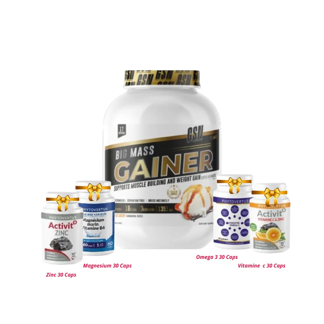 Gsn Big Mass Gainer | 3000 G +vit c 30 cap +magneseuim 30 cap +zinc 30 cap +omega 3 30 cap