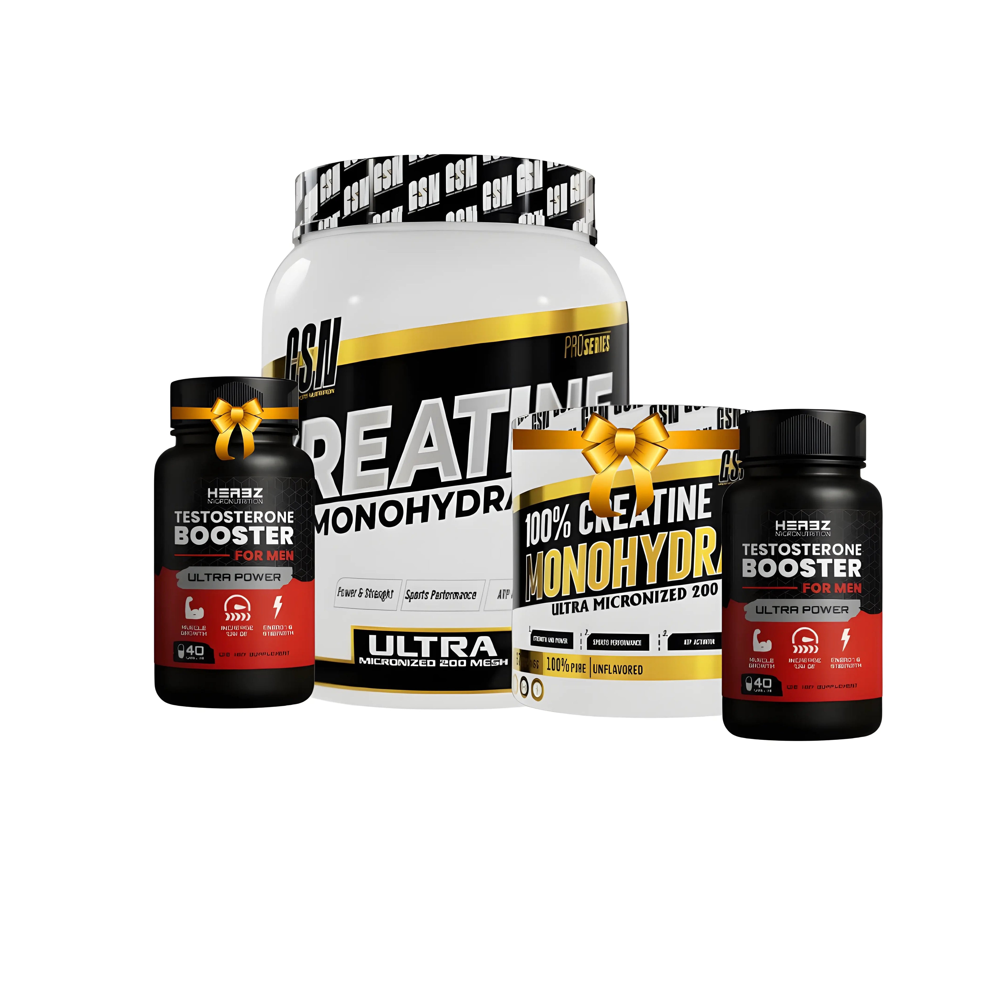 Pack Gsn Creatine Monohydrate 500 g +creatine monohydrate 200 g gsn +2 testo booster 40 cap herbz