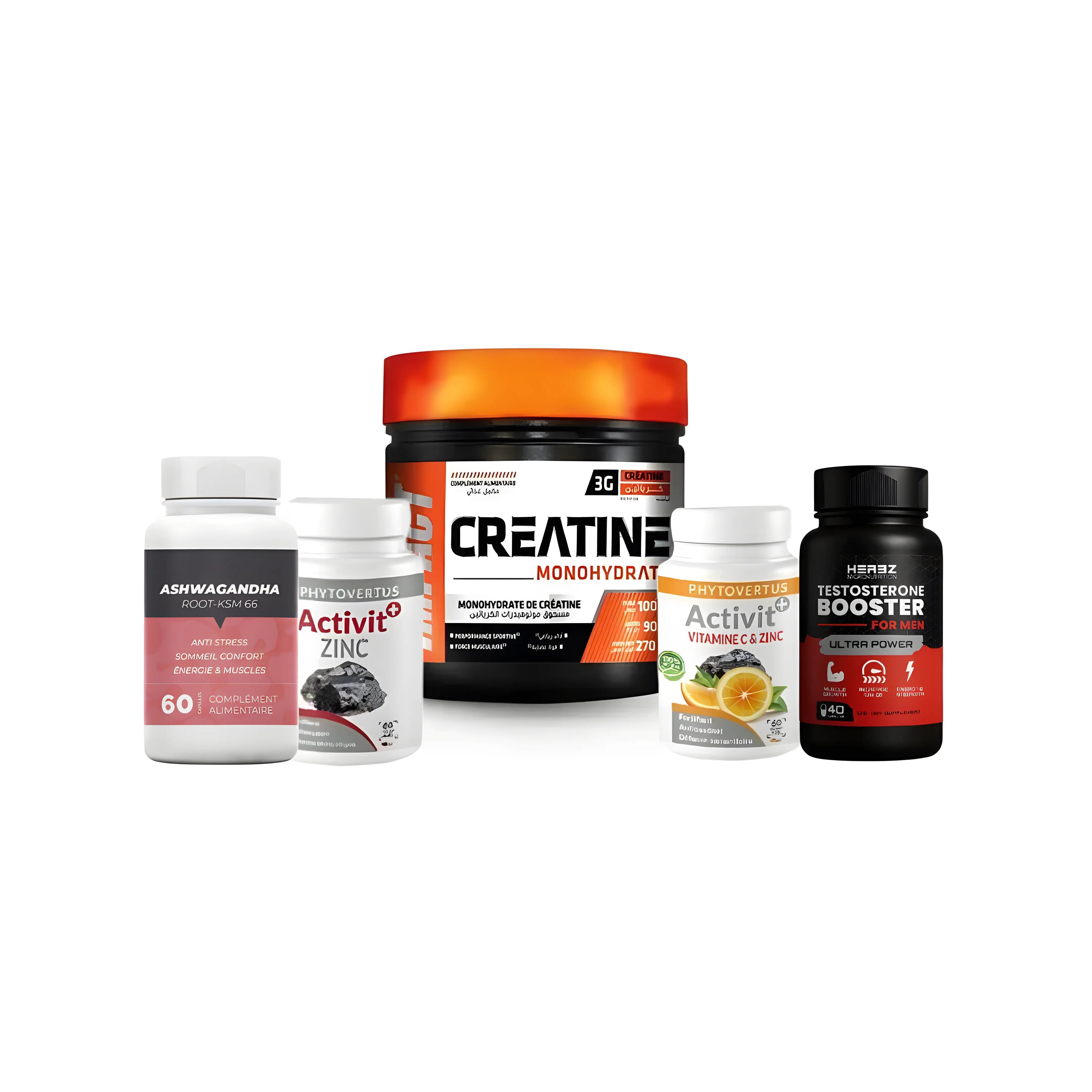Impact Creatine Monohydrate 270 G +ashwagandha 60cap+vitc 30cap+zinc 30cap+testo booster