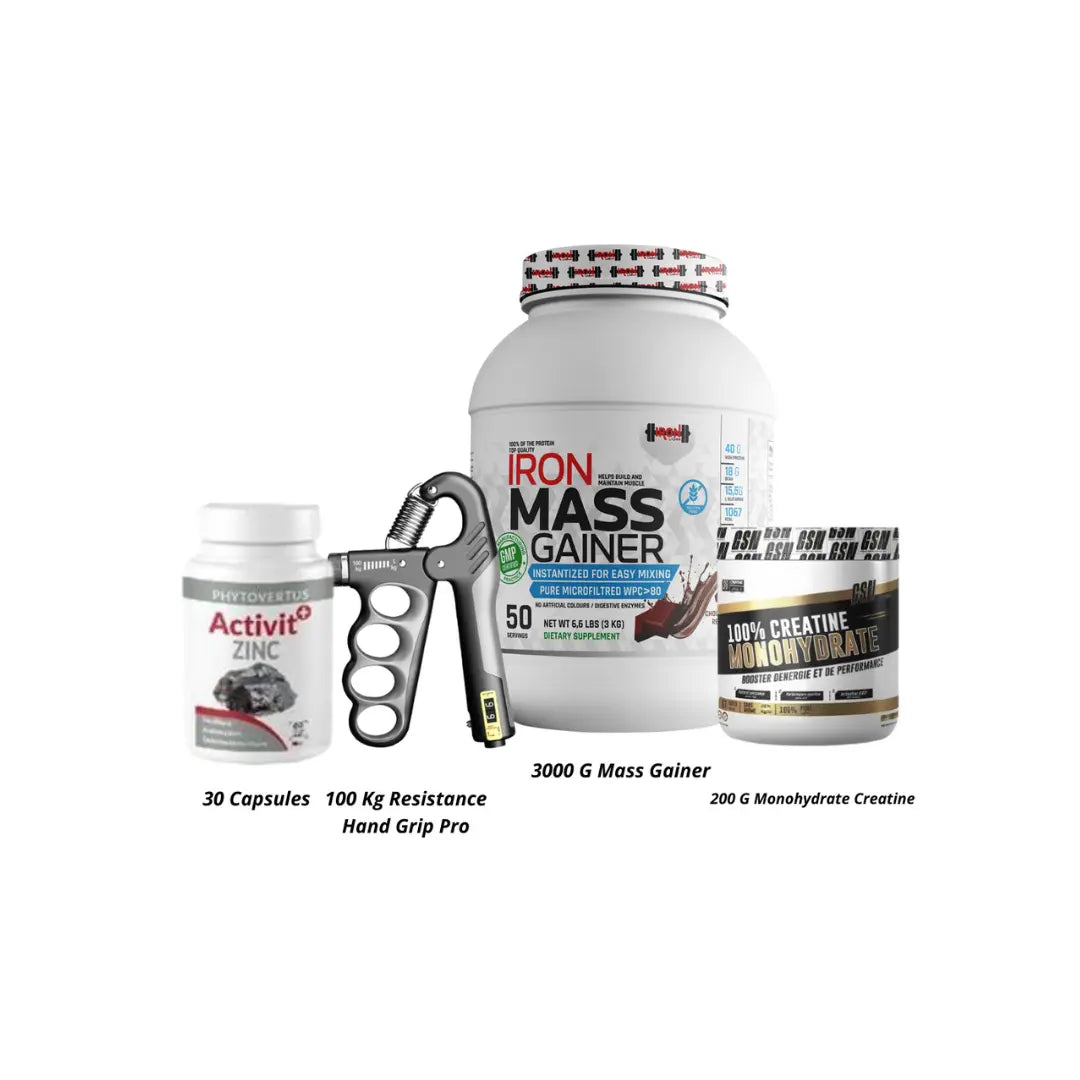 Iron Mass Gainer Iron Lab 3 Kg + CREATINE GSN 200G+PINCE PRO +ZINC