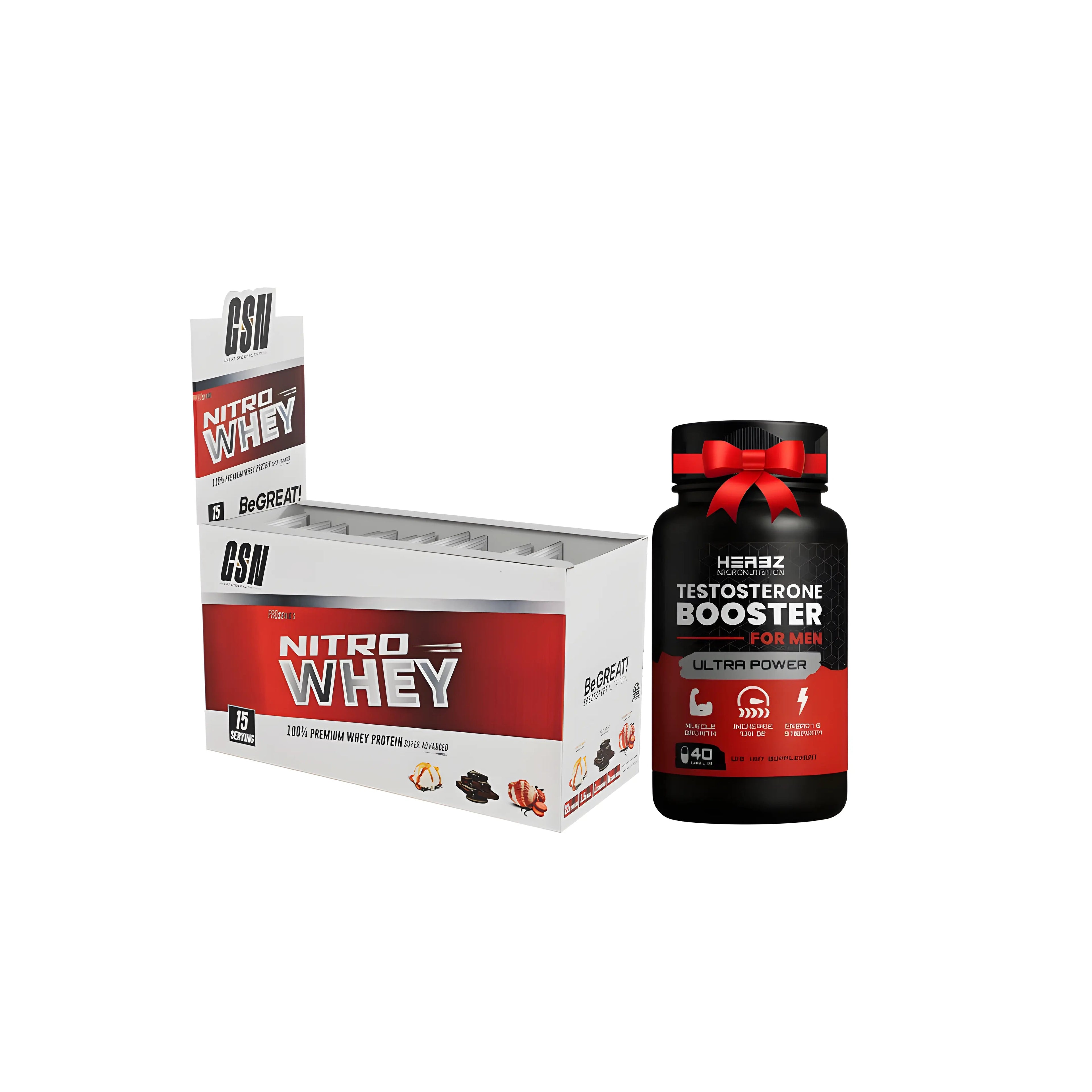 Nitro Whey Gsn Monodose 15 DOSES +TESTO BOOSTER 40 CAP HERBZ