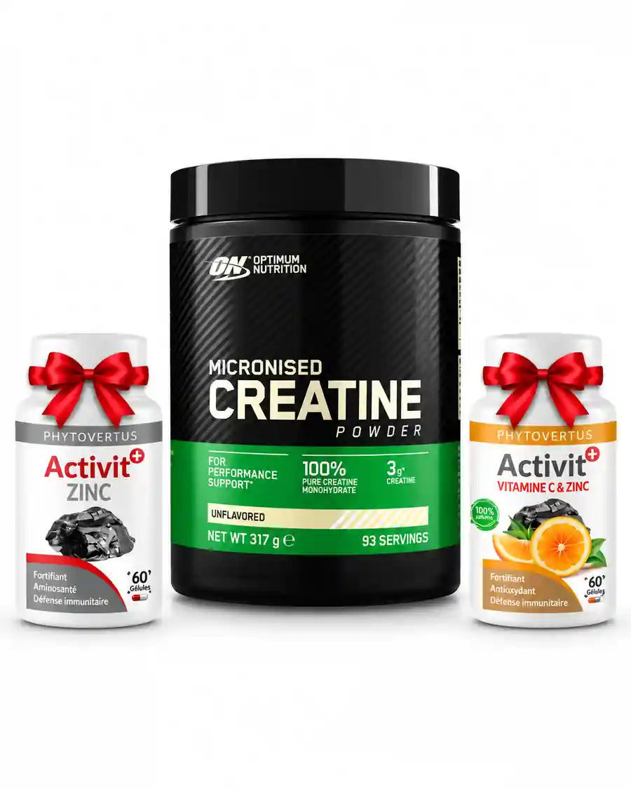 Créatine Optimum Nutrition micronisée 317 g avec zinc et vitamine C offerts – prix Tunisie