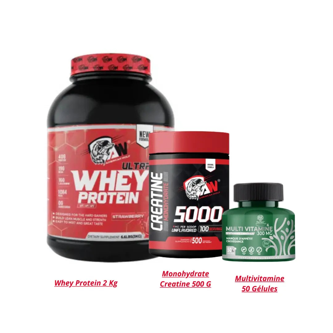 ultra Whey aw 2 Kg + Creatine Monohydrate 500 G aw + Multivitamine perfect