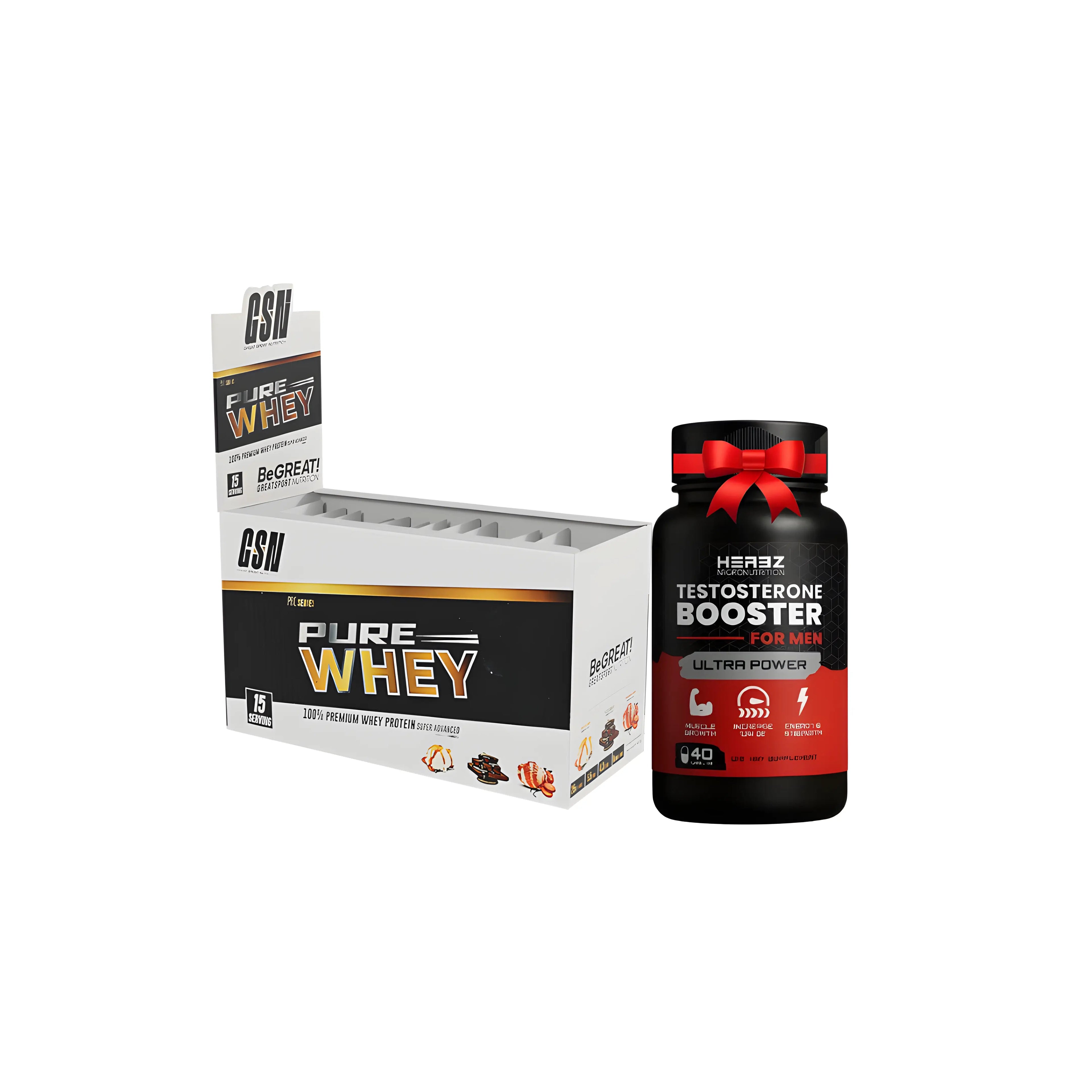 Pure Whey Gsn Monodose 15 DOSES +TESTO BOOSTER HERBZ 40  CAP