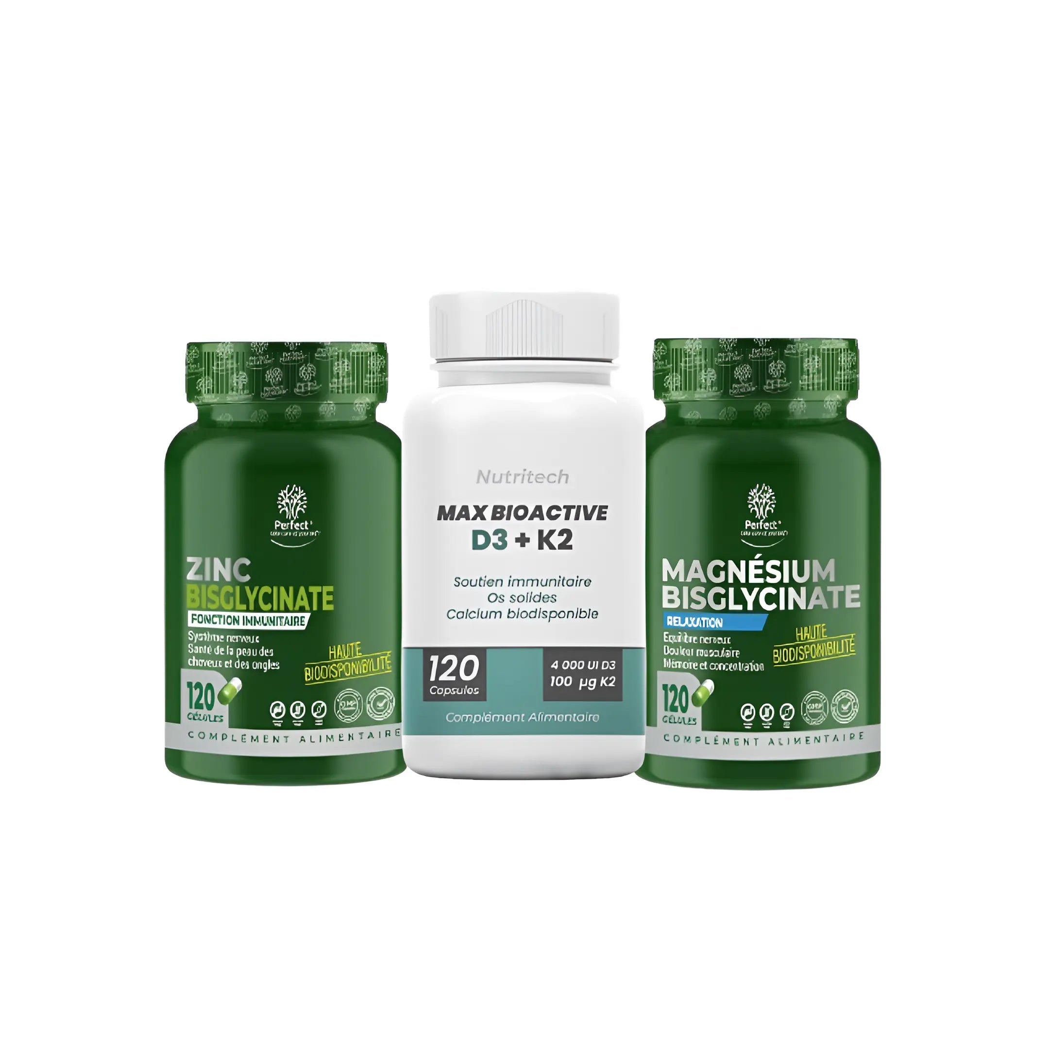 Vitamine D3 k2  Tunisie Pas Chere 120 cap +zinc perfect 120 cap +magnseuim 120 cap perfect