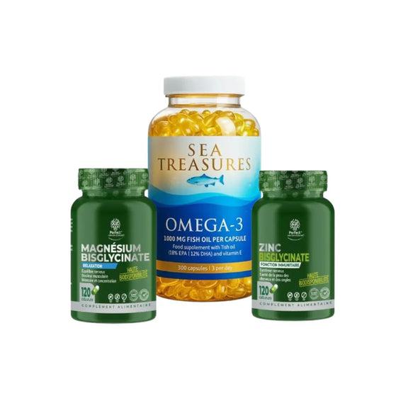 Pack Santé Essentielle – Omega-3 + Magnesium + Zinc – 3 compléments