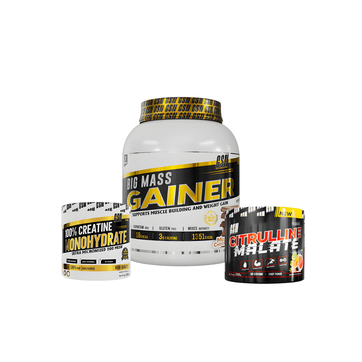 Pack Big Mass Gainer 1kg avec Créatine 200g et Citrulline Malate
