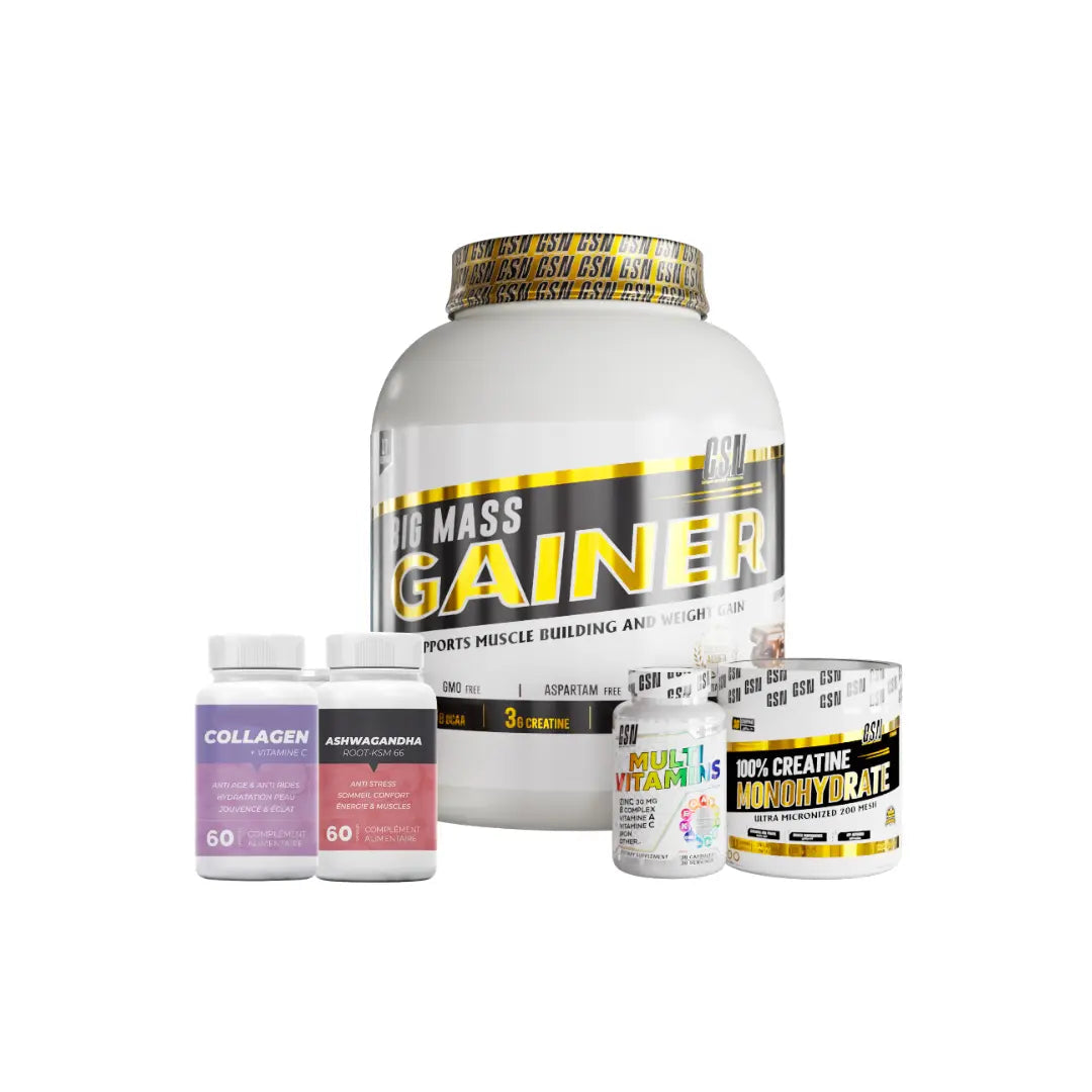 Pack Big Mass Gainer 3kg avec Créatine, Ashwagandha et Collagène