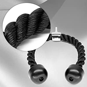 Corde à Triceps Tressée Noire isolation et grip renforcé
