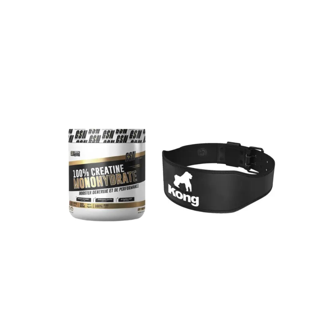 Créatine monohydrate 200g avec ceinture cuir musculation