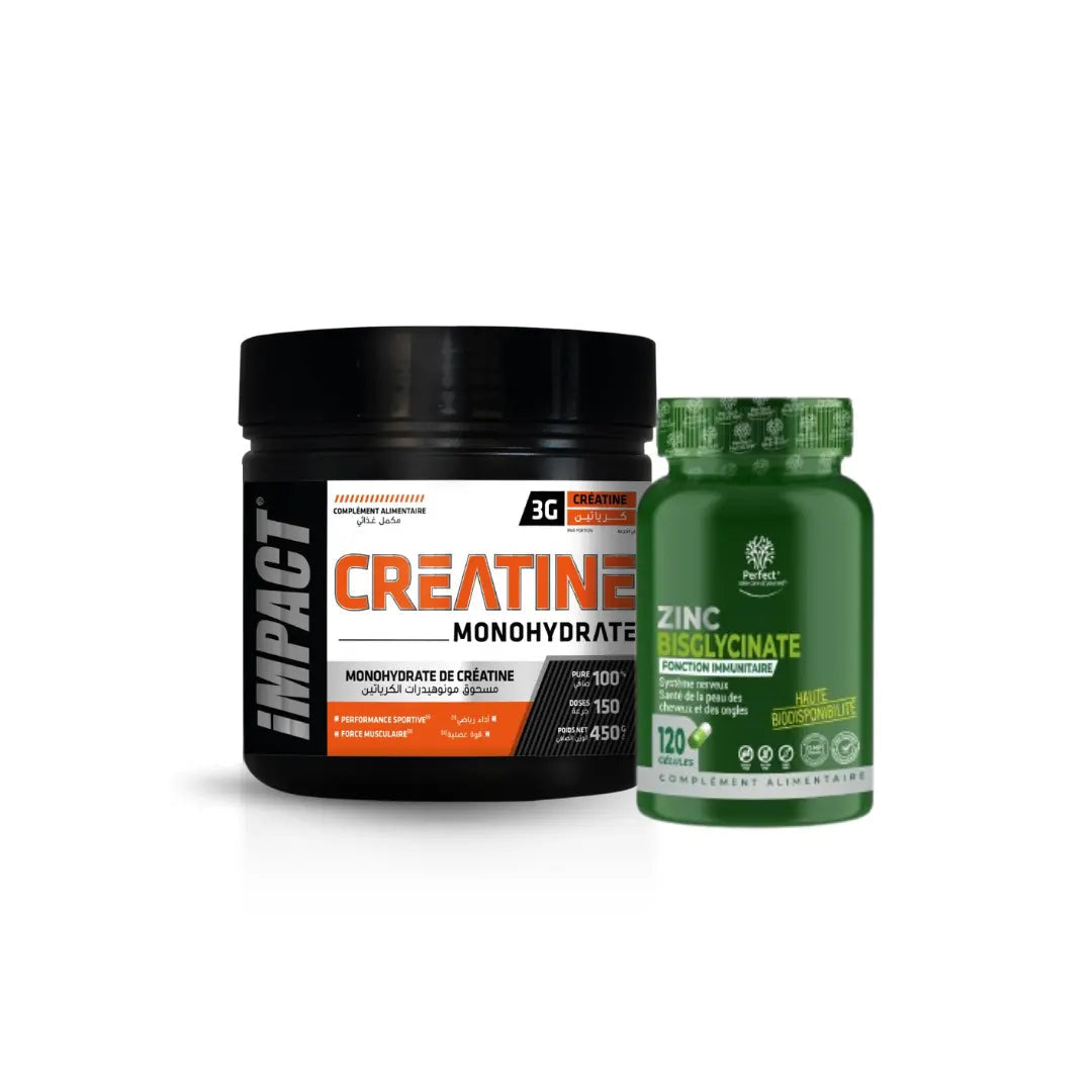 Pack Créatine Monohydrate 450g et Zinc 120 gélules