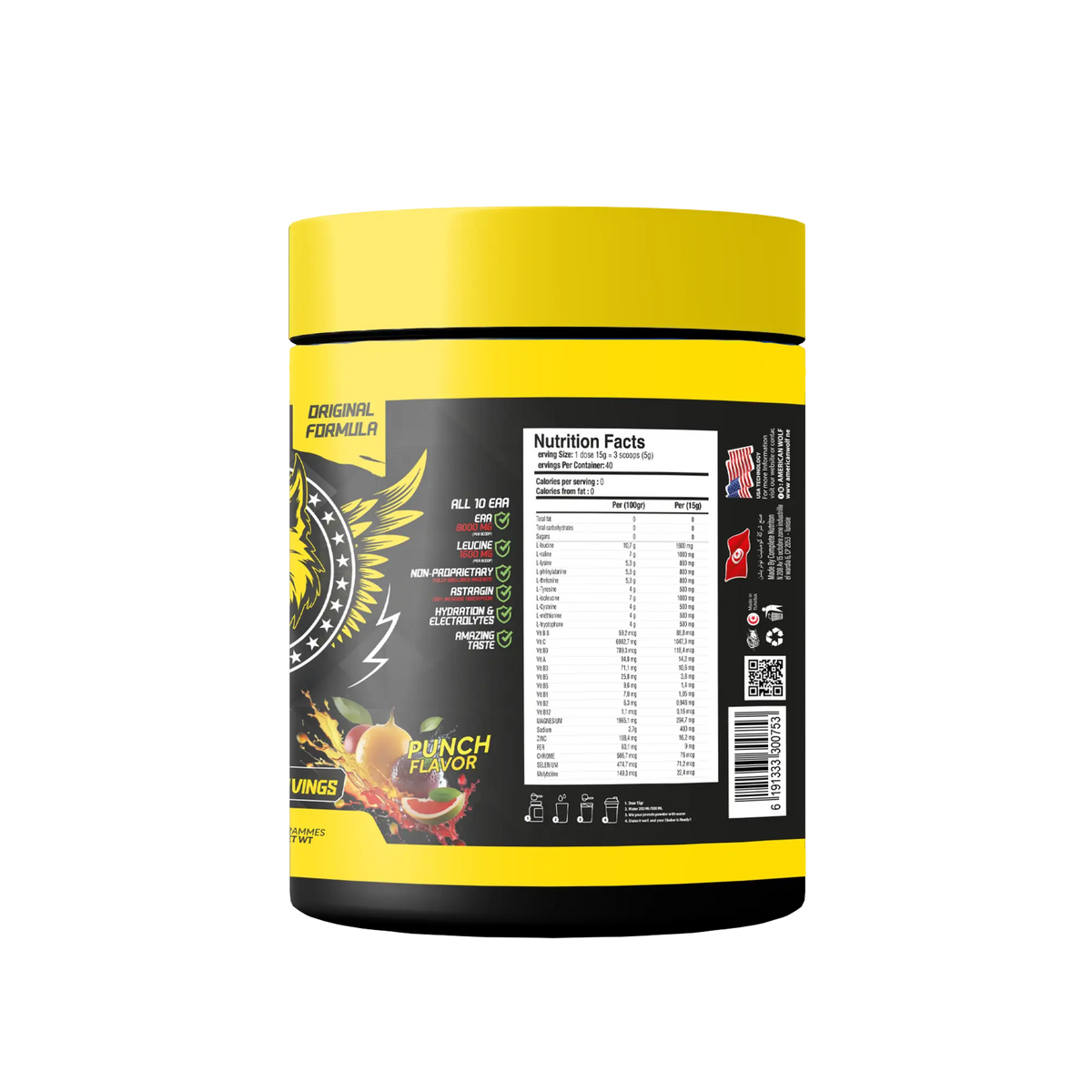 EAA acides aminés essentiels 600g - informations