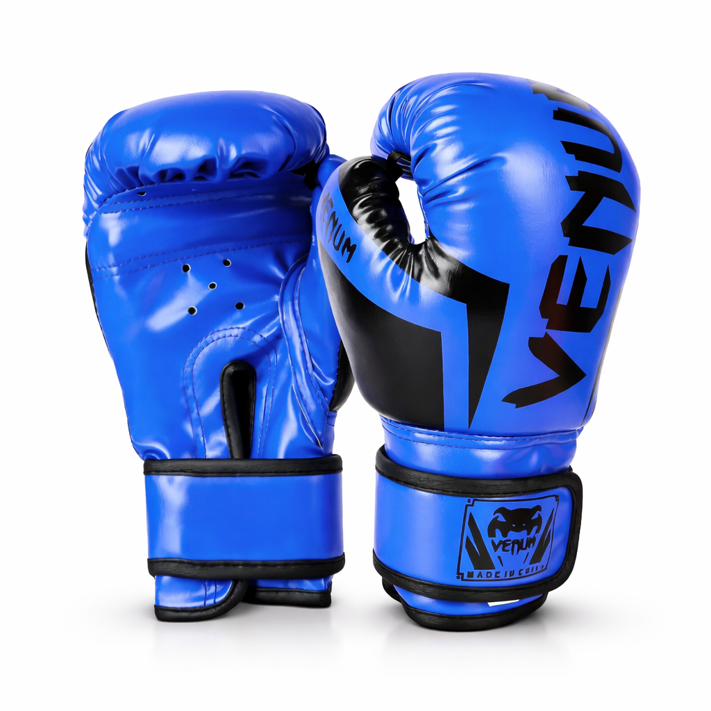 Gants de Boxe Elite Bleu et Noir Triple Densité