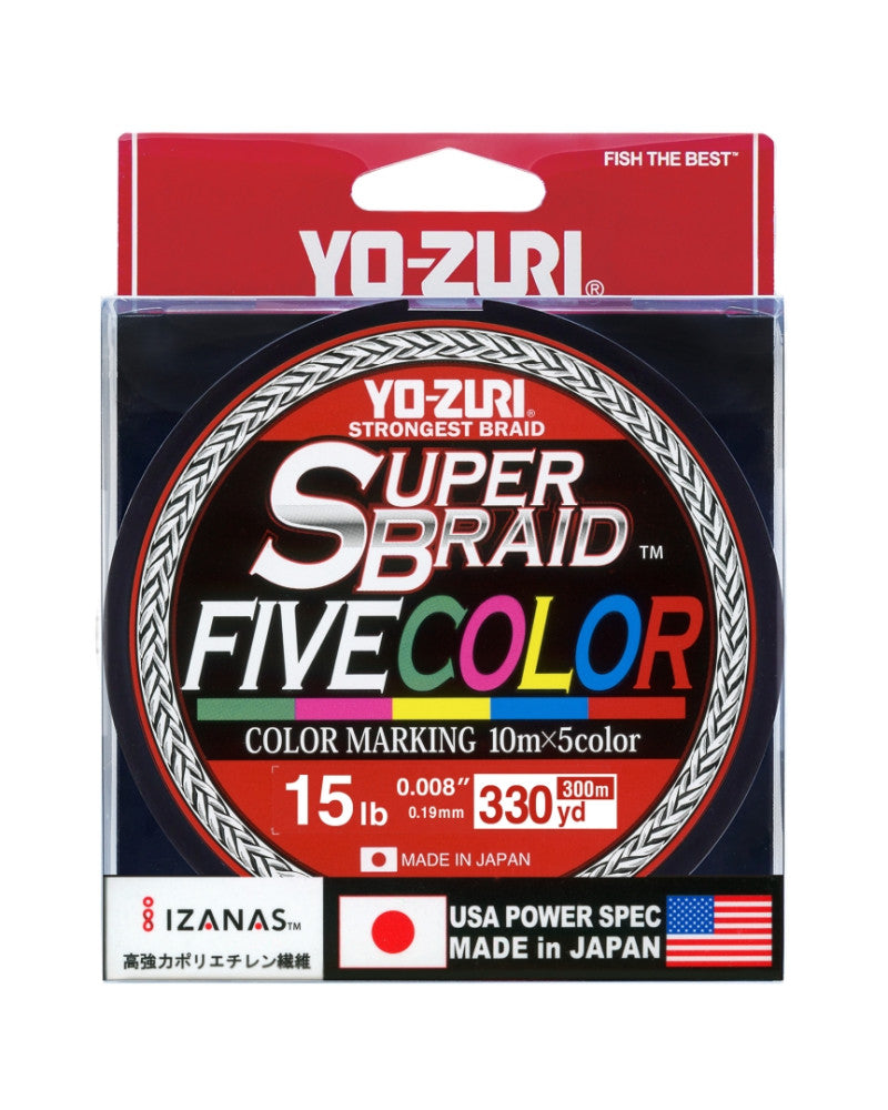 Yo-Zuri Super Braid 5 Color PE 4-Brins Ligne Tressée 300m 15lb