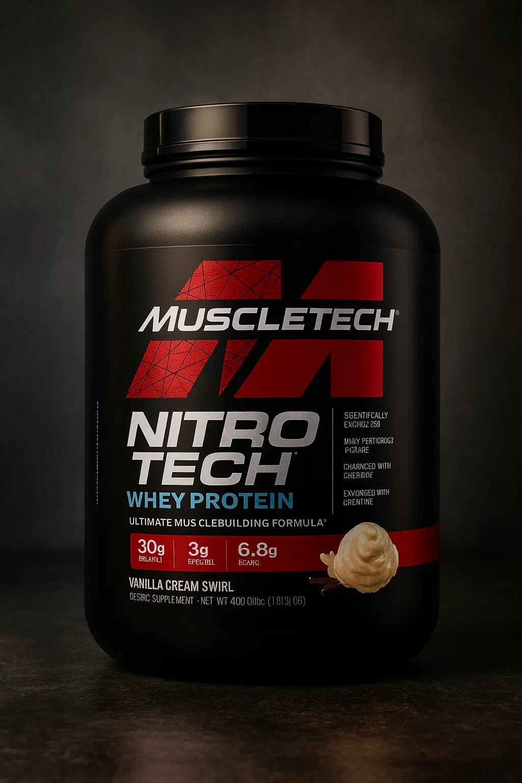 Nitrotech Whey Protein MuscleTech 1.8kg - vue arrière