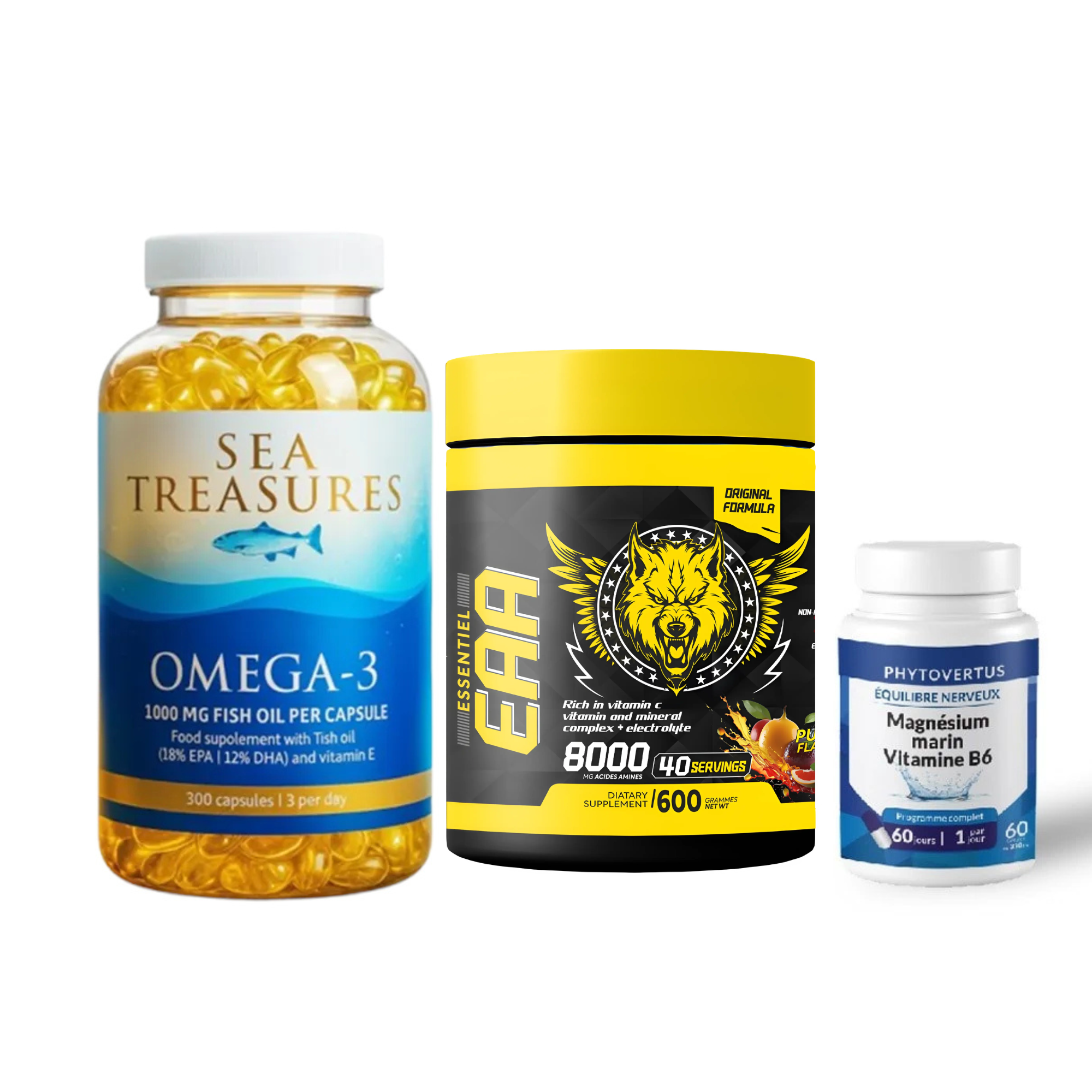 Pack Récupération Intense — Oméga-3 + Magnésium + BCAA/EAA