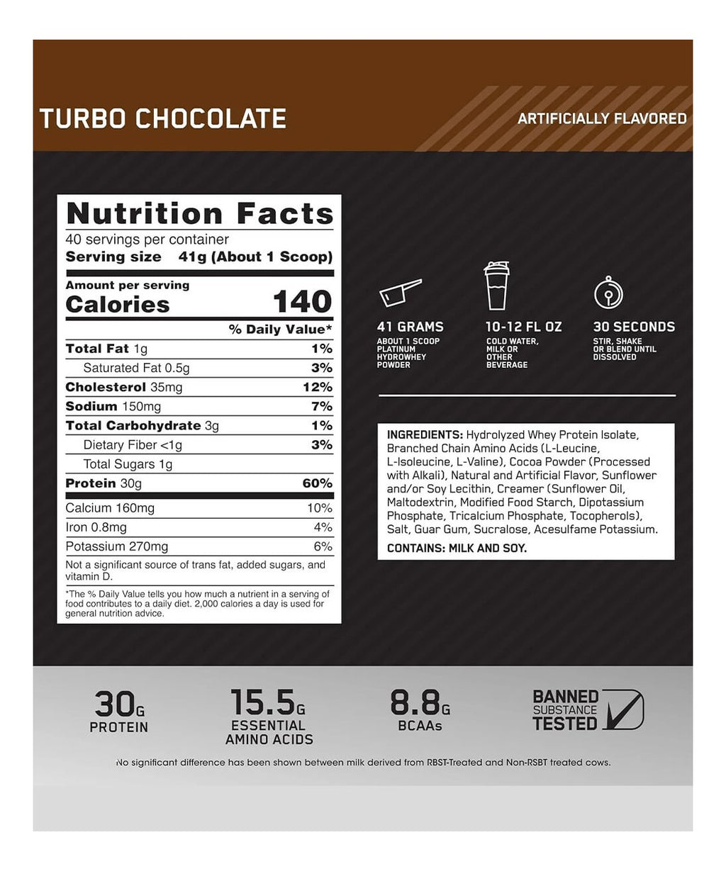 Optimum Nutrition Platinum Hydrowhey 1.6kg composition