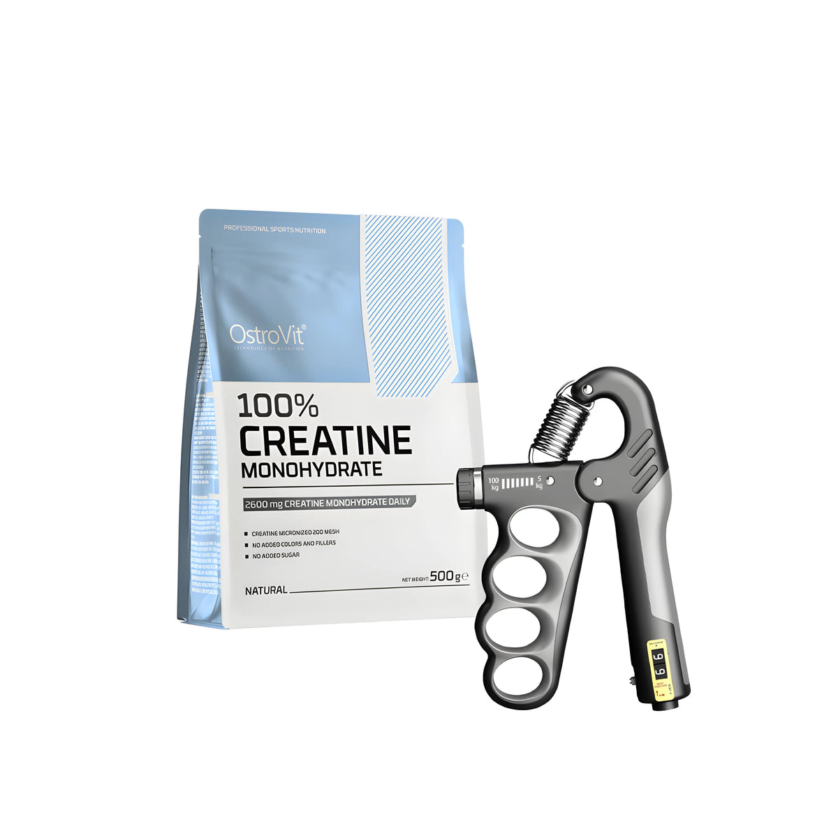Pack OstroVit Créatine Monohydrate 500g avec Hand Grip Pro