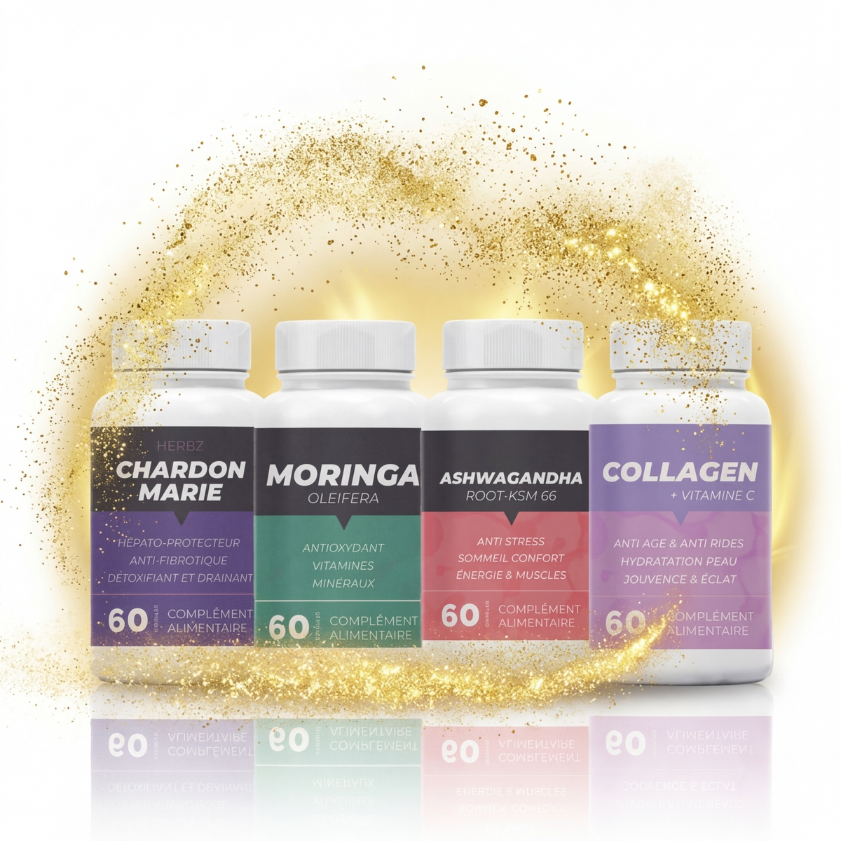 Pack Beauté et Détox Collagène Ashwagandha Chardon-Marie et Moringa 60 capsules