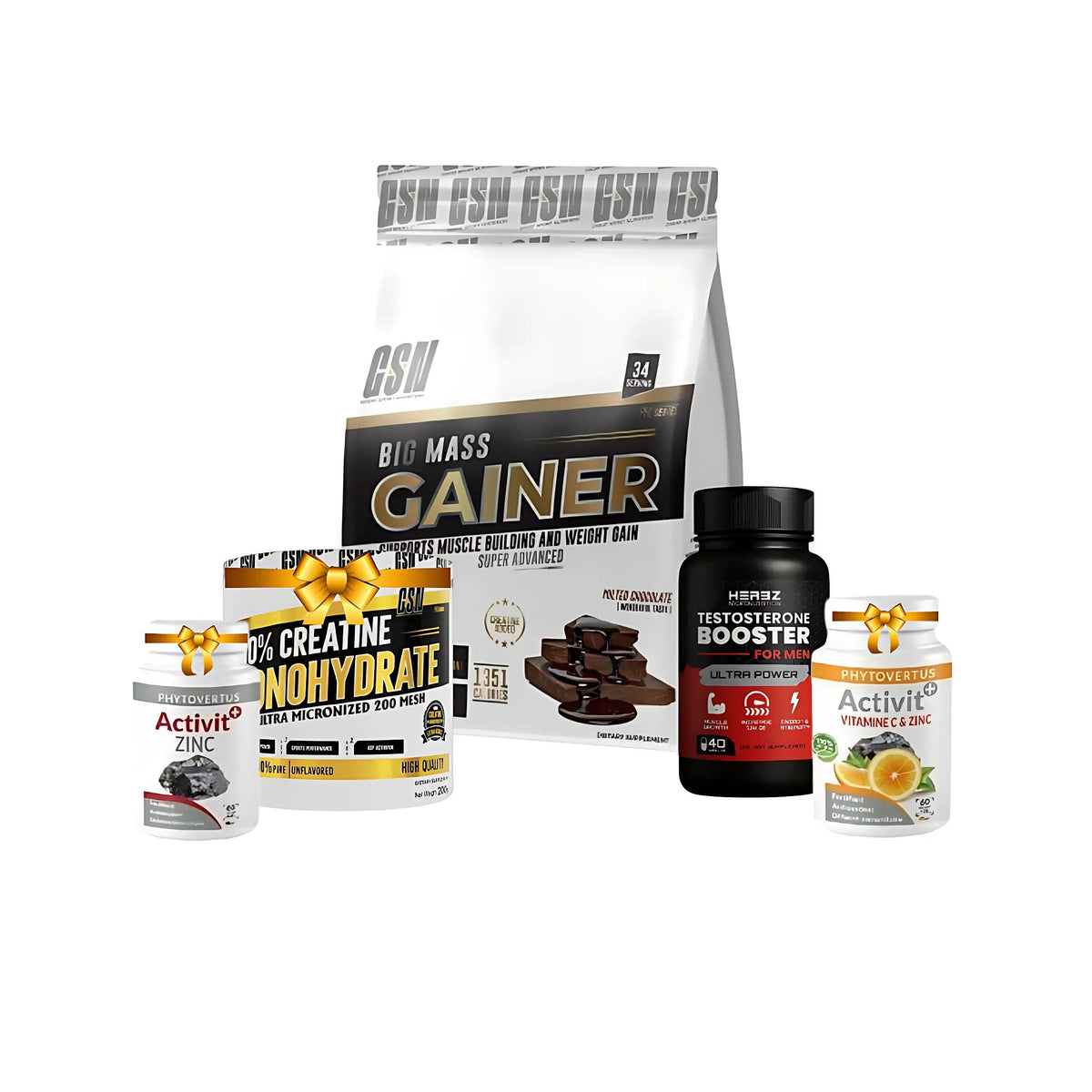 Pack Big Mass 6kg créatine vitamine C zinc testo booster