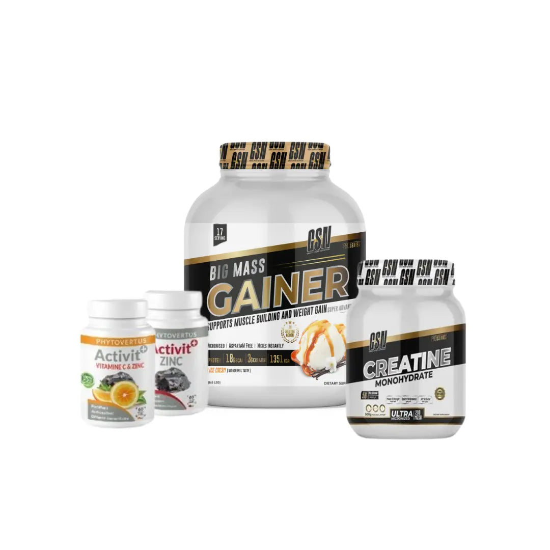 Pack Big Mass Gainer 3kg créatine 500g zinc vitamine C