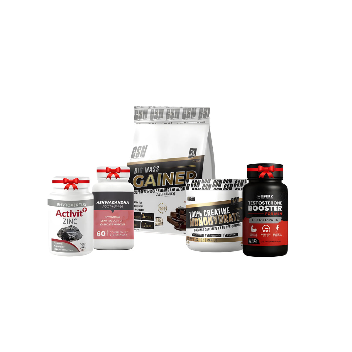 Pack Big Mass Gainer 6kg créatine testo zinc ashwagandha