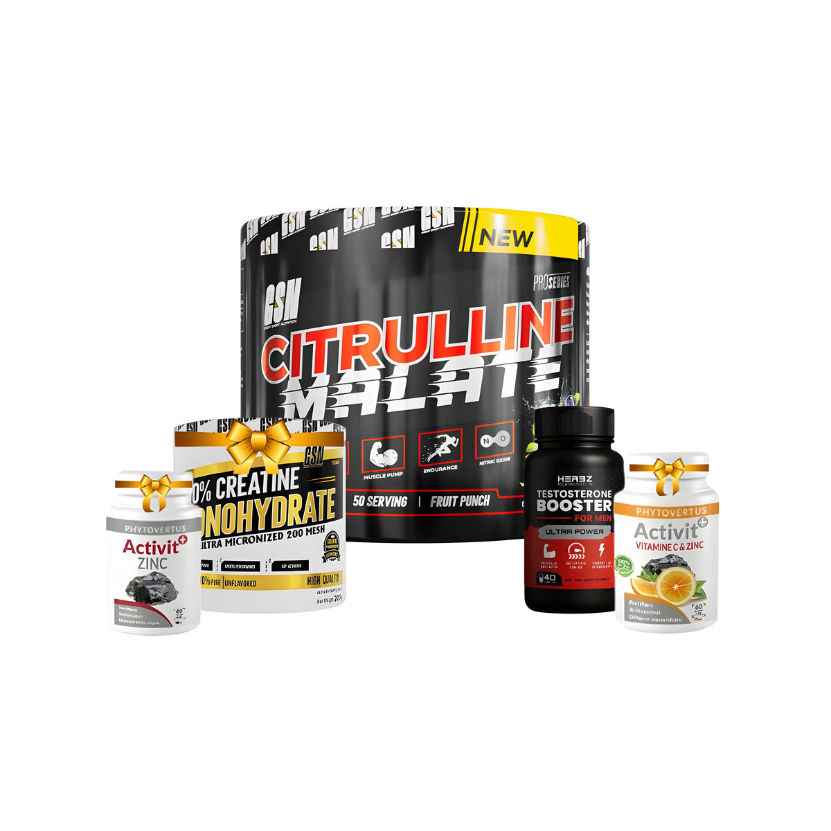 Pack citrulline malate 200g vitamine C zinc créatine testo