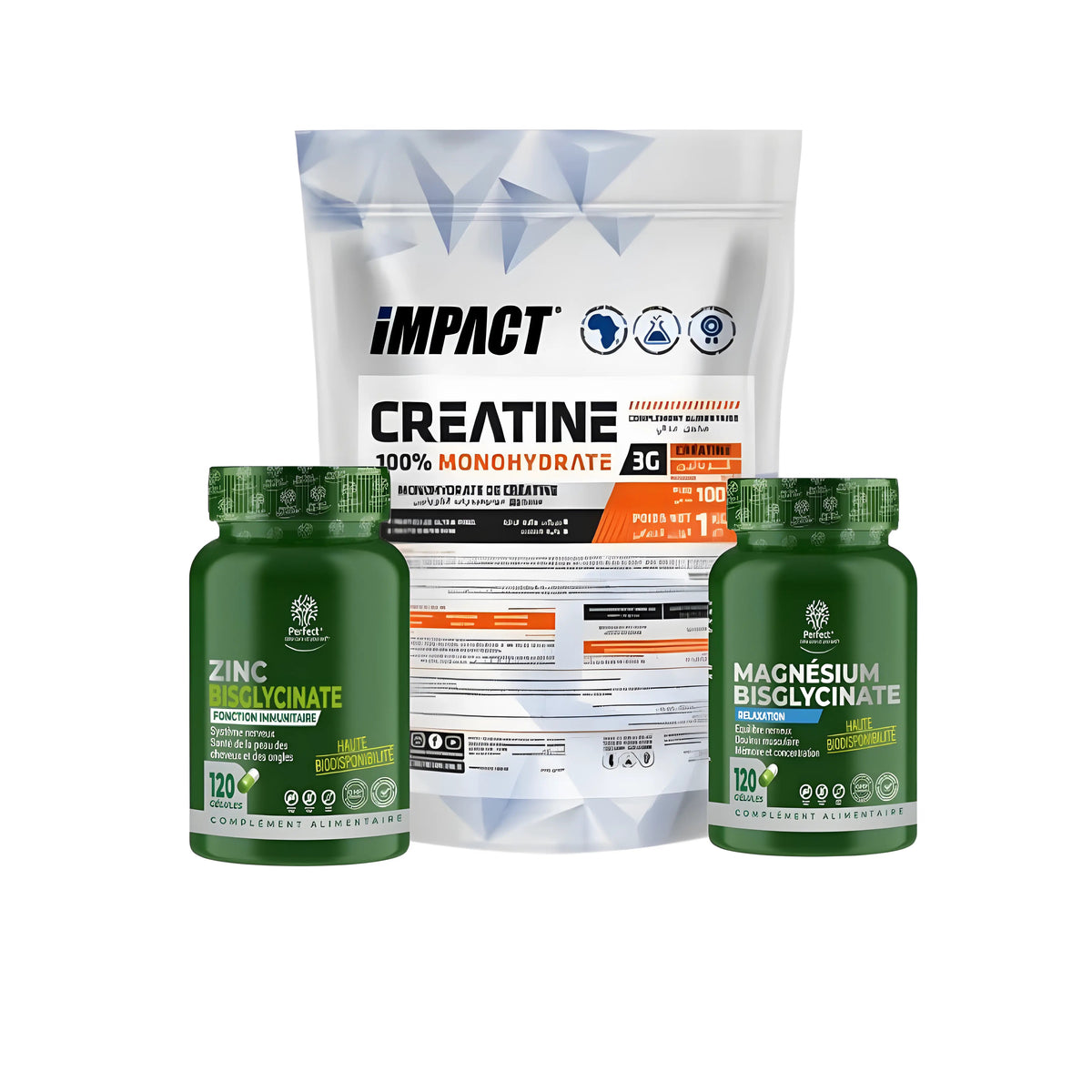 Pack créatine 1kg zinc 120 capsules magnésium 120 capsules