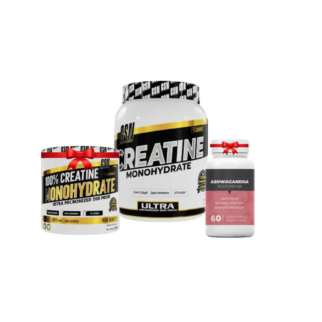 Pack créatine monohydrate 500g 200g gratuite ashwagandha