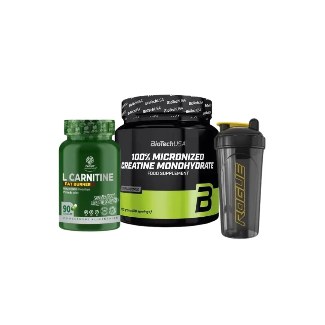 Pack créatine micronisée 300g L-carnitine 90 capsules shaker