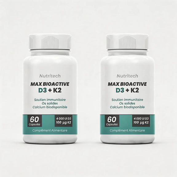 Pack Duo Vitamine D3 et K2 Bioactive 60 capsules