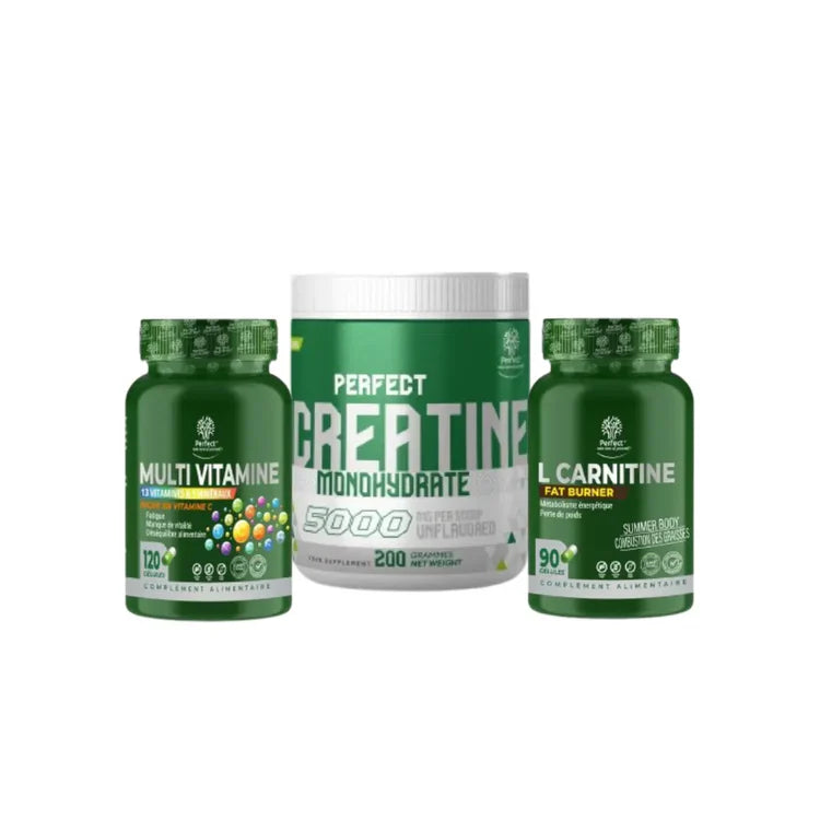 Pack Énergie Créatine 200g Multivitamines 120 caps et L-Carnitine 90 caps