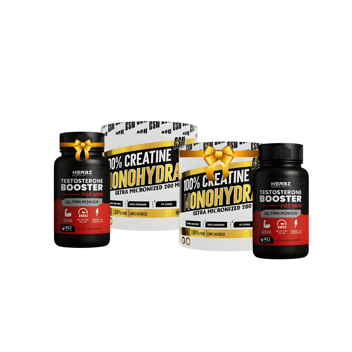 Pack force 2 créatines 200g et 2 testo boosters
