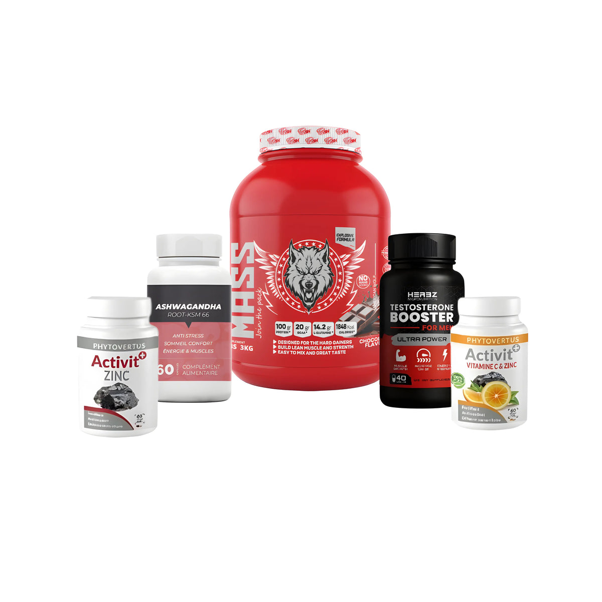 Pack Hard Mass 3kg vitamine C zinc ashwagandha testo