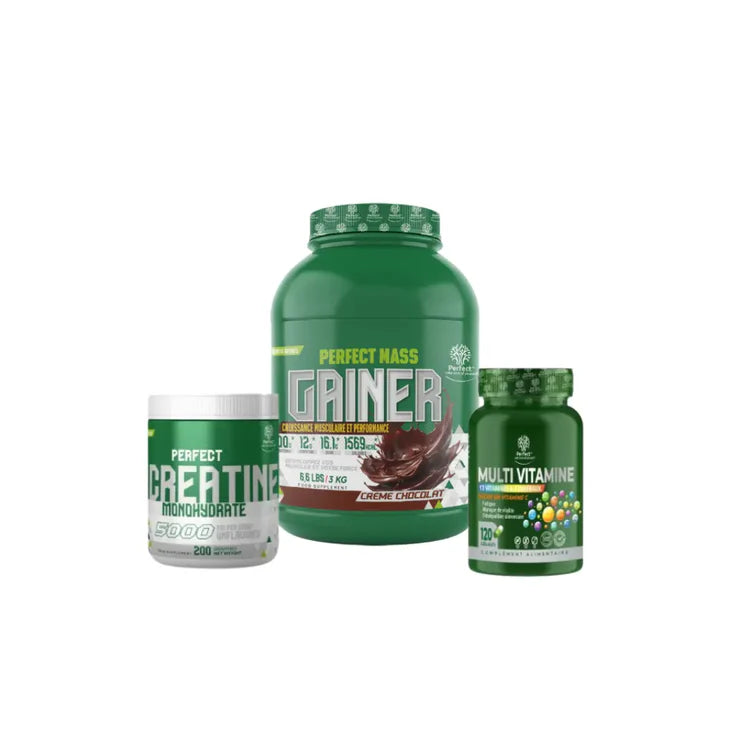Pack Mass Gainer 3kg Créatine 200g et Multivitamine 120 capsules