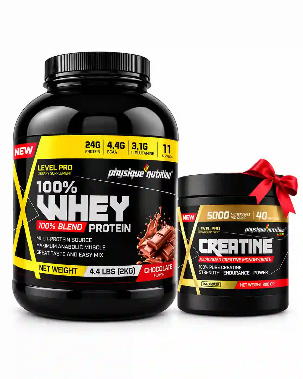 Pack Physique Nutrition 100% Whey Protein 2 Kg + Créatine Monohydrate 200 g