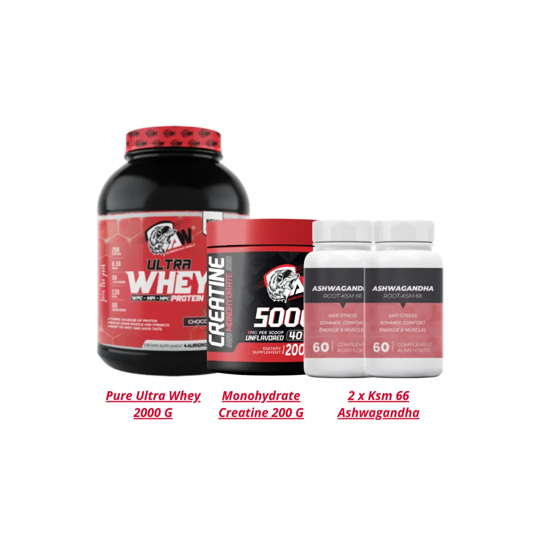 Pack Ultra Whey 2kg créatine 200g ashwagandha