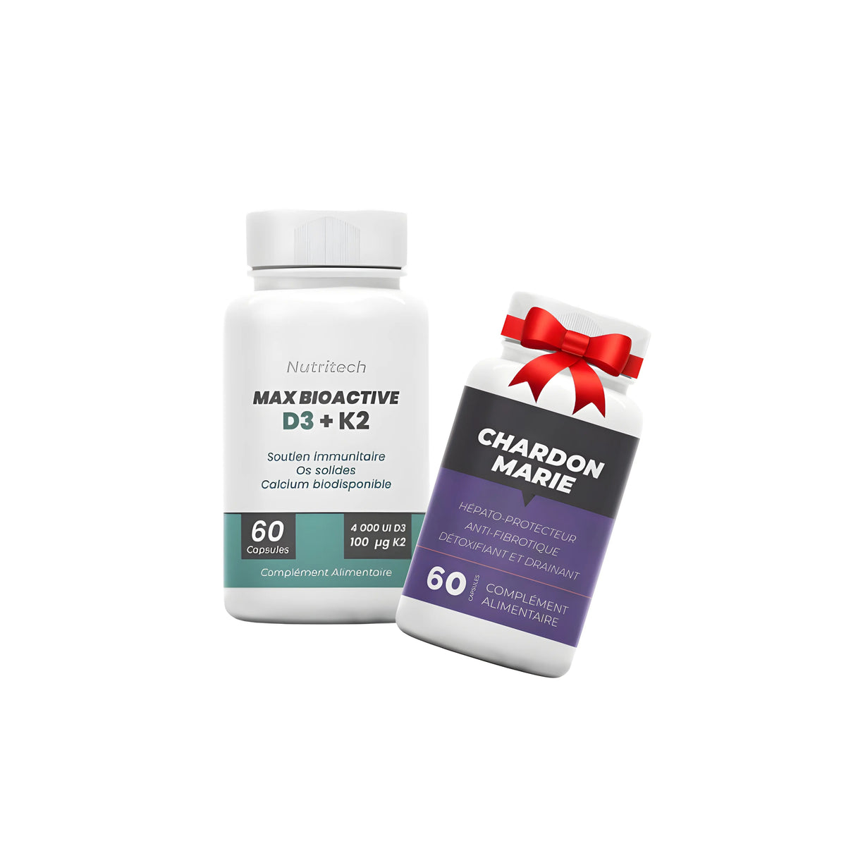 Pack vitamine D3 K2 60 capsules chardon marie