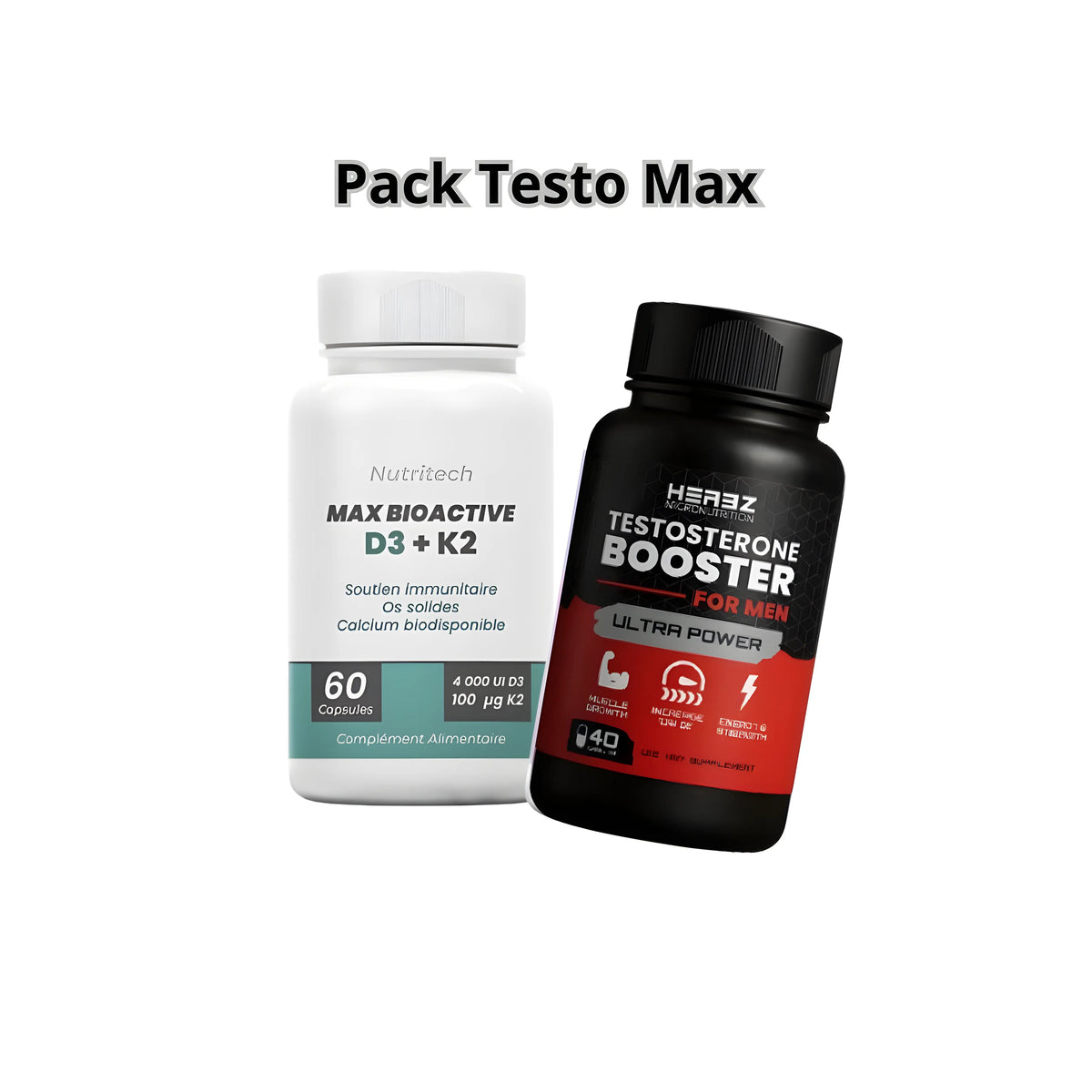 Pack vitamine D3 K2 60 capsules testo booster 40 capsules