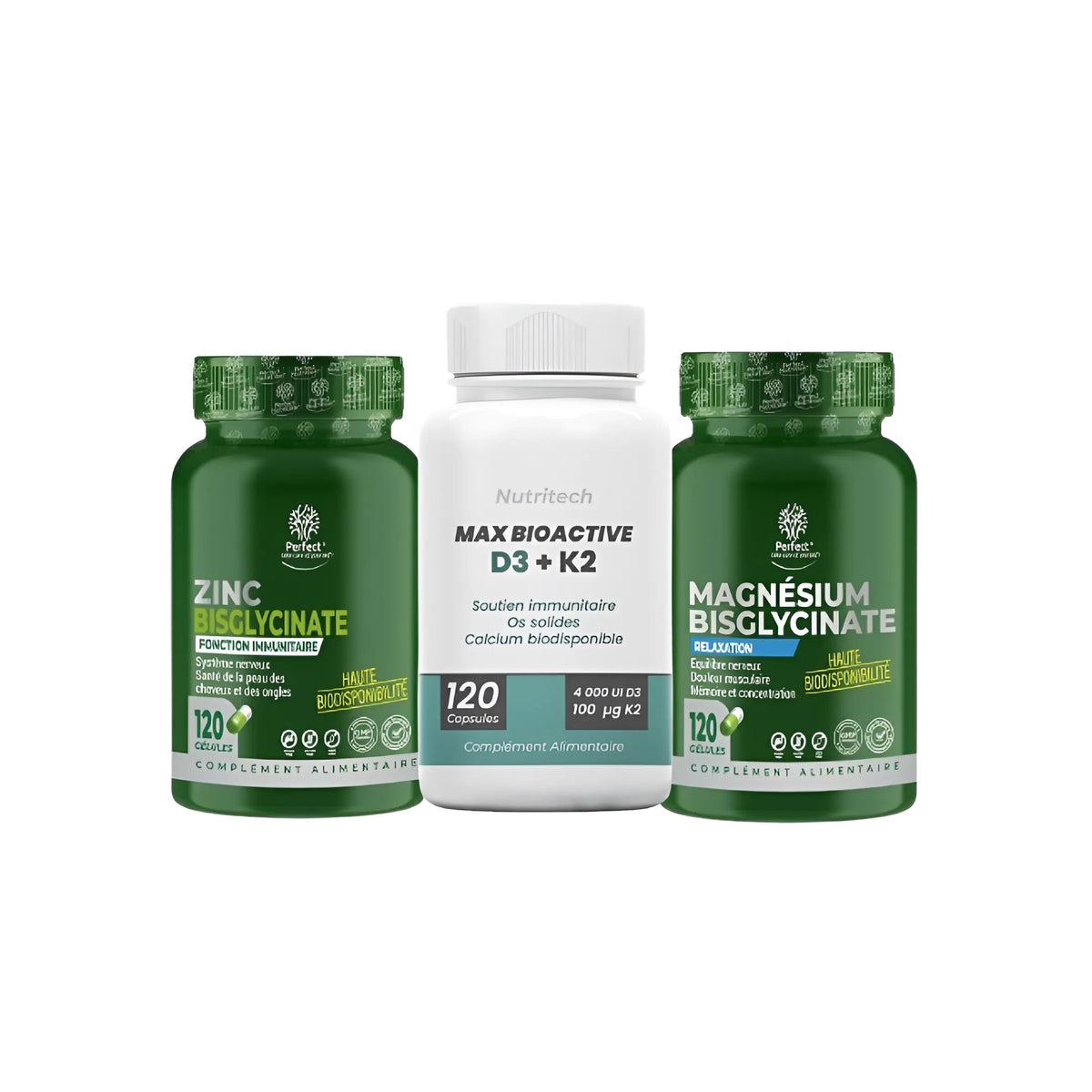 Pack vitamine D3 K2 avec zinc et magnésium 120 capsules