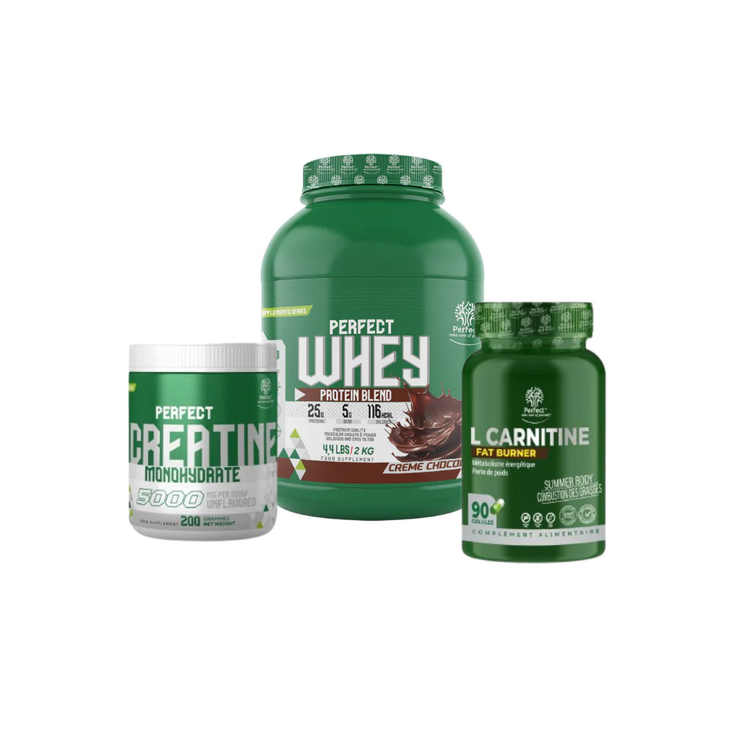 Pack Whey 2kg Créatine 200g et L-Carnitine 120 capsules