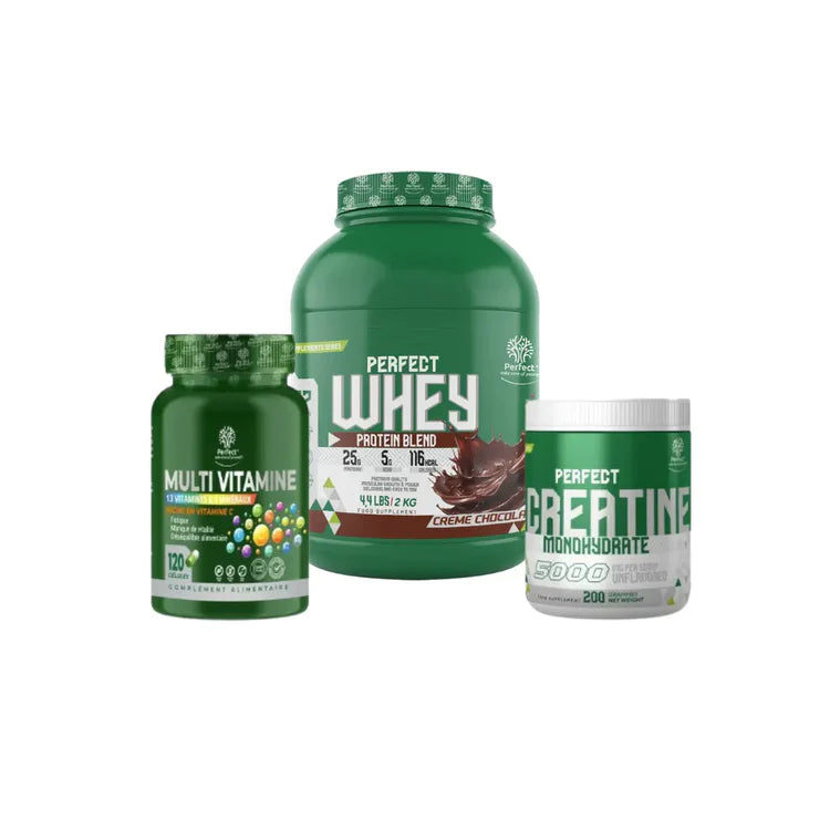 Pack Whey Protéine 2kg Créatine 200g et Multivitamine 120 capsules