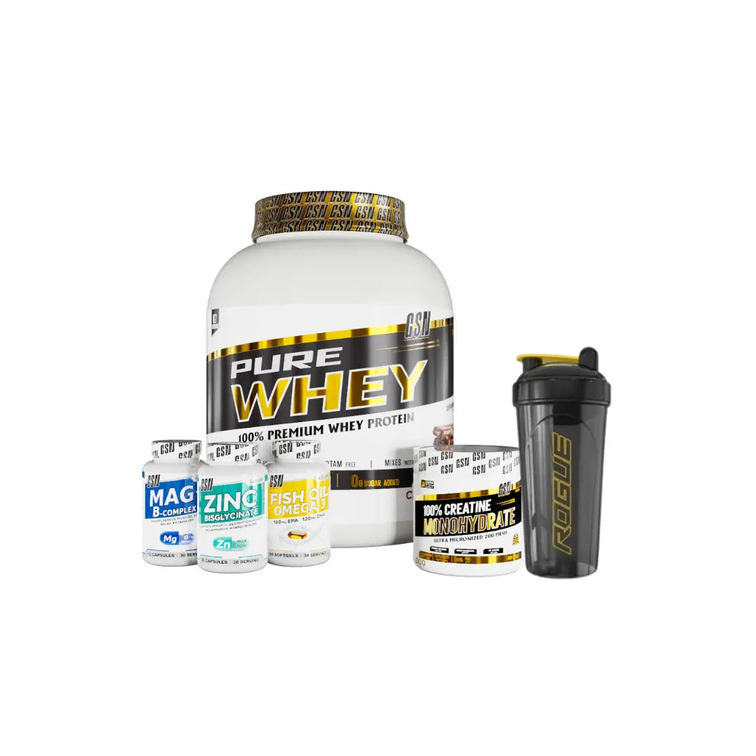 Pack Pure Whey 2kg avec Créatine, Oméga, Zinc, Magnésium et Shaker