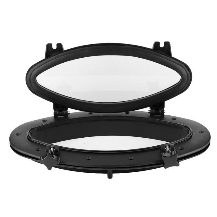 Seaflo hublot ovale bateau verre trempé ABS noir 41cm UV